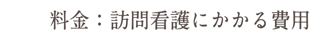 料金：訪問看護にかかる費用